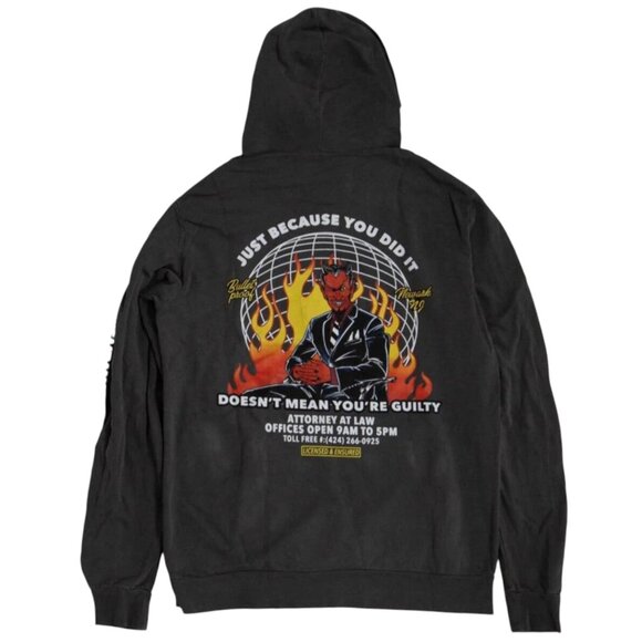 Open 925 Men's Hoodie Guilty Sins Hoodie Pigment Dye Black Unisex - Picture 1 of 4